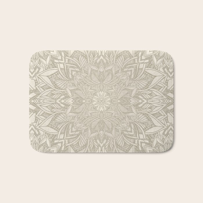 Elegant art deco mandala sacred geometry soft gold Bath Mat Gallery Image 1