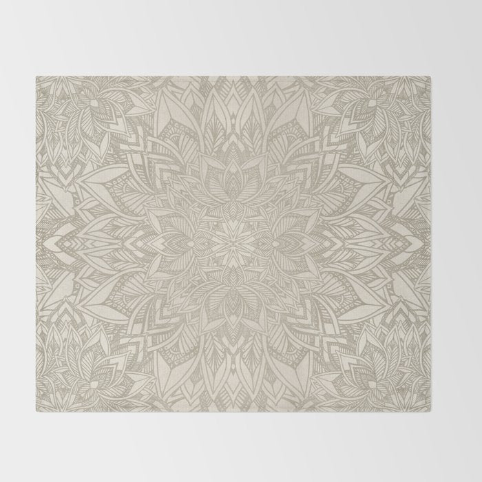 Elegant art deco mandala sacred geometry soft gold Throw Blanket Gallery Image 2