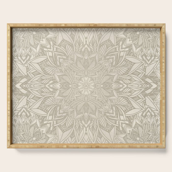 Elegant art deco mandala sacred geometry soft gold Serving Tray Gallery Image 1