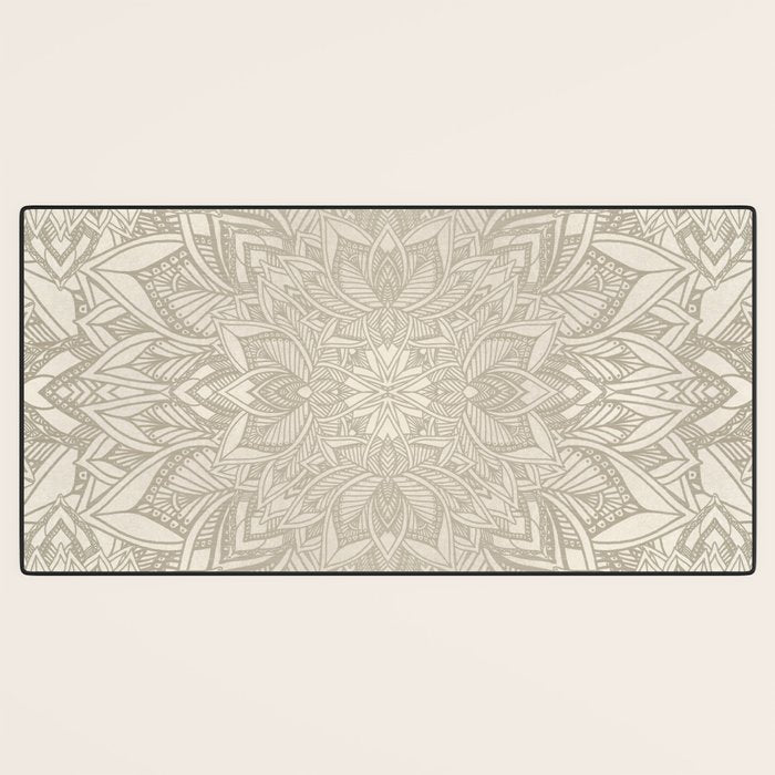 Elegant art deco mandala sacred geometry soft gold Desk Mat Gallery Image 3