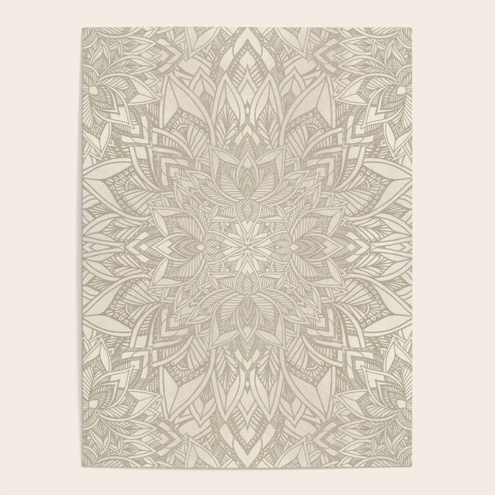 Elegant art deco mandala sacred geometry soft gold Poster Gallery Image 4