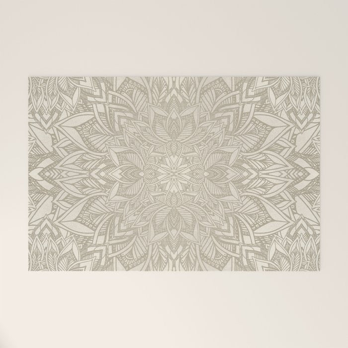 Elegant art deco mandala sacred geometry soft gold Welcome Mat Gallery Image 1