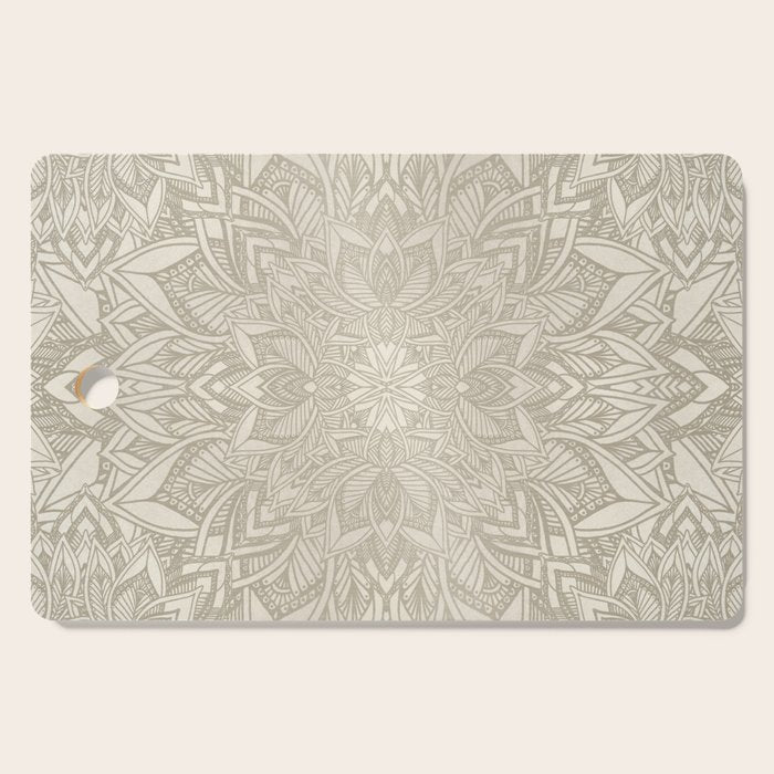 Elegant art deco mandala sacred geometry soft gold Cutting Board Gallery Image 1