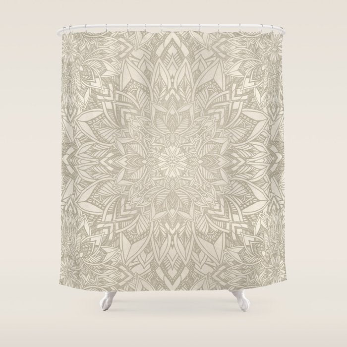 Elegant art deco mandala sacred geometry soft gold Shower Curtain Gallery Image 1