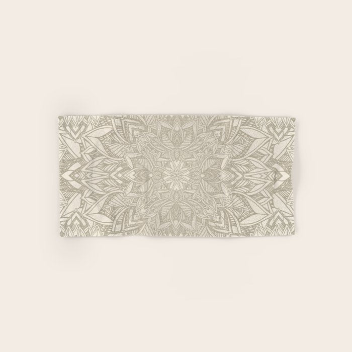 Elegant art deco mandala sacred geometry soft gold Bath Towel Gallery Image 1