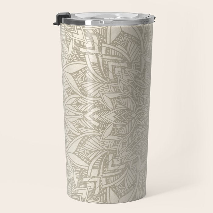 Elegant art deco mandala sacred geometry soft gold Travel Mug Gallery Image 3