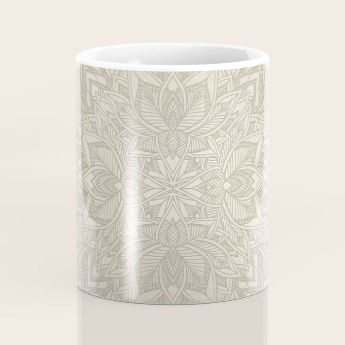 Elegant art deco mandala sacred geometry soft gold Coffee Mug Gallery Image 4