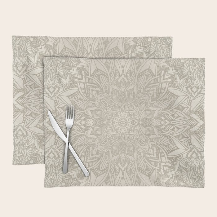 Elegant art deco mandala sacred geometry soft gold Placemat Gallery Image 1