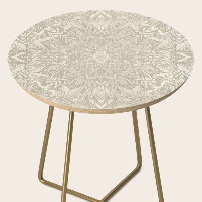 Elegant art deco mandala sacred geometry soft gold Side Table Gallery Image 2