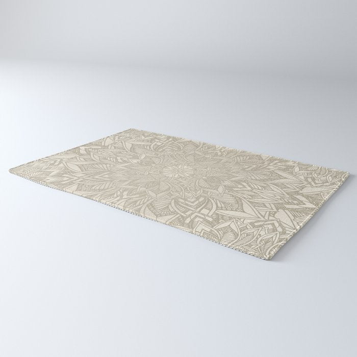 Elegant art deco mandala sacred geometry soft gold Rug Gallery Image 3