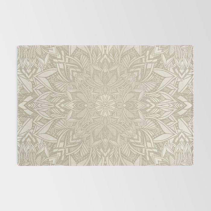 Elegant art deco mandala sacred geometry soft gold Rug Gallery Image 2