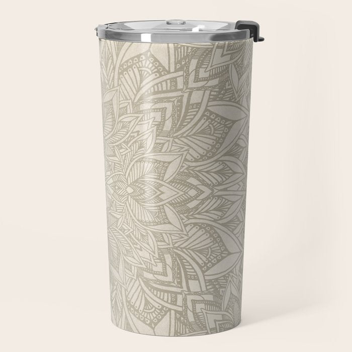Elegant art deco mandala sacred geometry soft gold Travel Mug Gallery Image 2