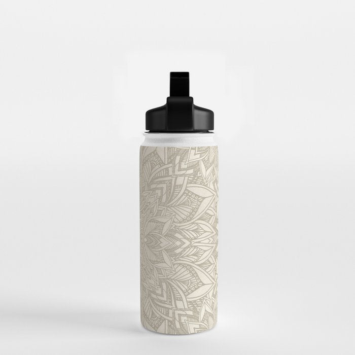 Elegant art deco mandala sacred geometry soft gold Water Bottle Gallery Image 2