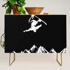 Rocky Mountain Snowboarder Catching Air Credenza Gallery Image 1