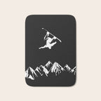 Rocky Mountain Snowboarder Catching Air Bath Mat Gallery Image 1