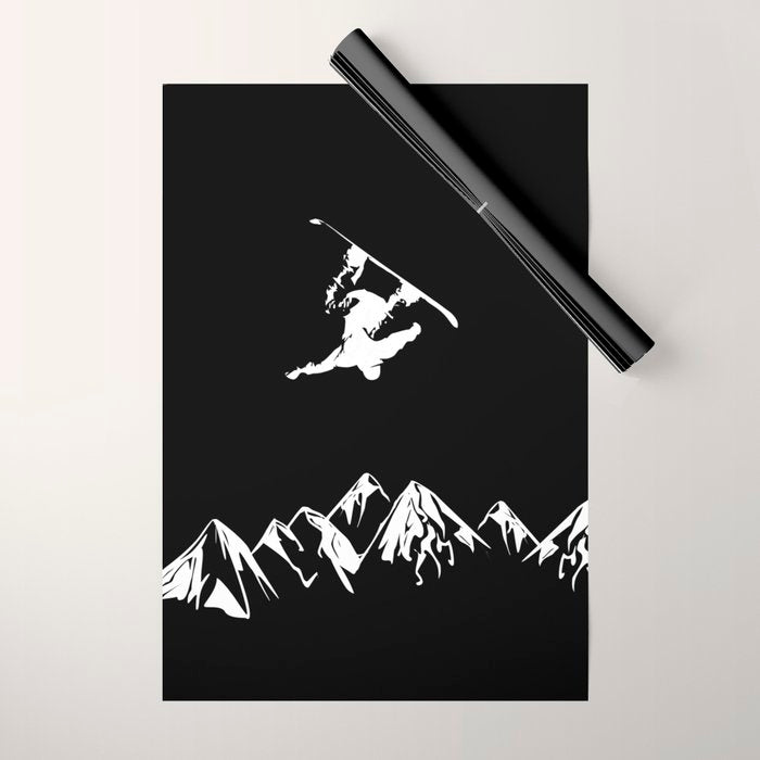 Rocky Mountain Snowboarder Catching Air Wrapping Paper Gallery Image 1