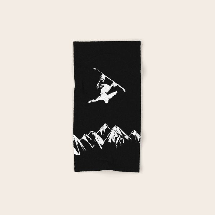 Rocky Mountain Snowboarder Catching Air Bath Towel Gallery Image 1