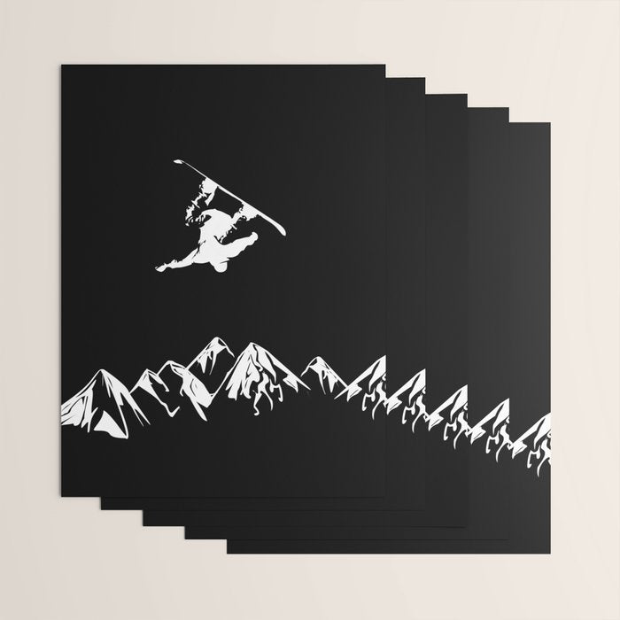 Rocky Mountain Snowboarder Catching Air Wrapping Paper Gallery Image 3