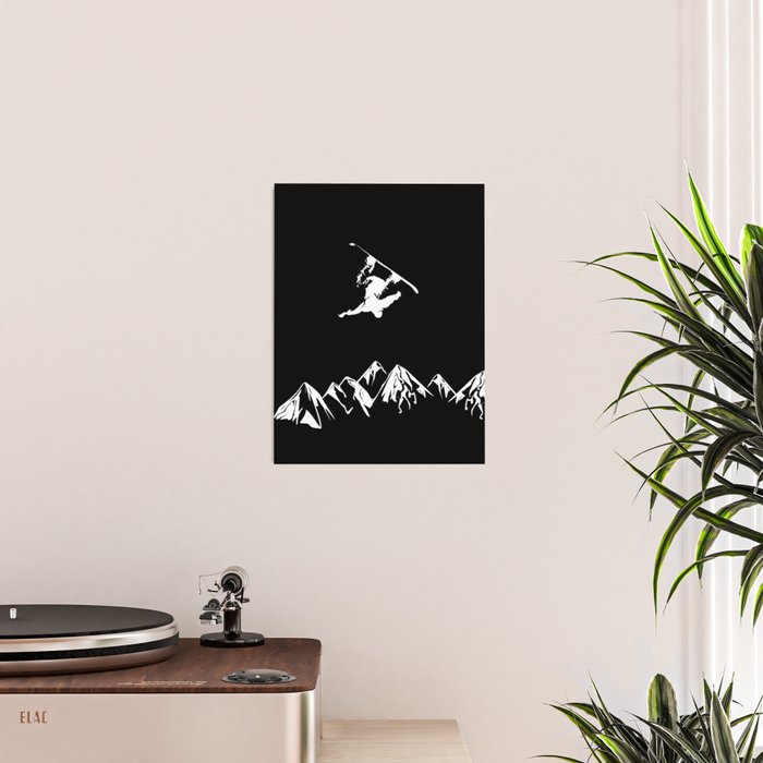 Rocky Mountain Snowboarder Catching Air Poster Gallery Image 2
