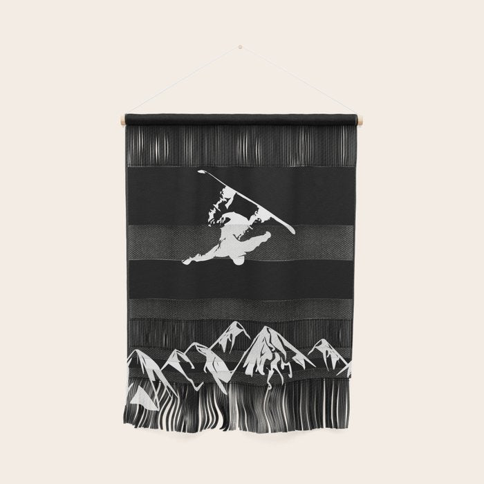 Rocky Mountain Snowboarder Catching Air Wall Hanging Gallery Image 1
