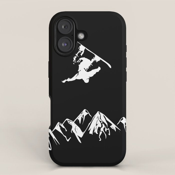 Rocky Mountain Snowboarder Catching Air iPhone Case Gallery Image 1