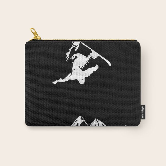 Rocky Mountain Snowboarder Catching Air Carry All Pouch Gallery Image 1
