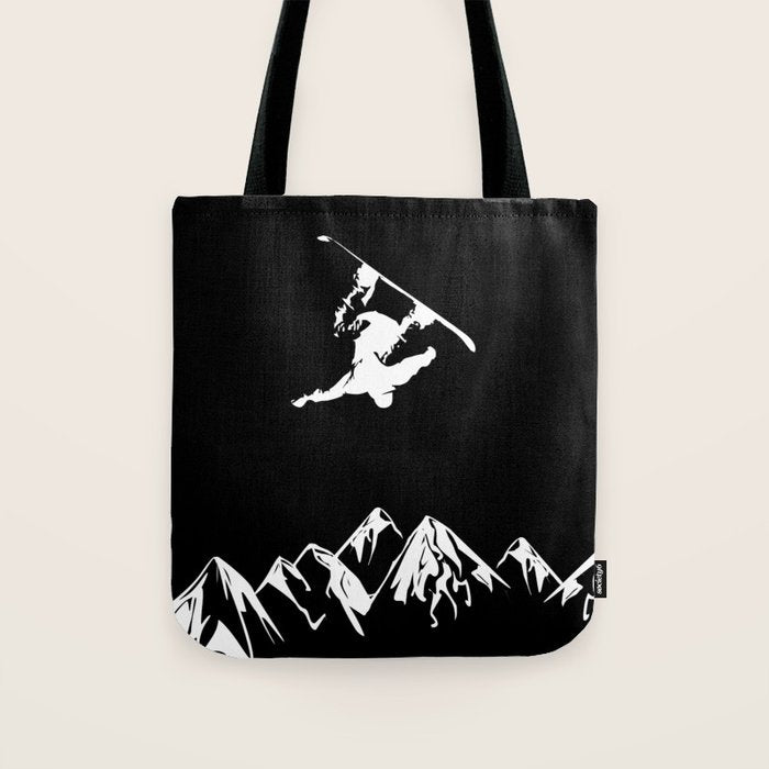 Rocky Mountain Snowboarder Catching Air Tote Bag Gallery Image 1