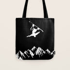 Rocky Mountain Snowboarder Catching Air Tote Bag Gallery Image 1