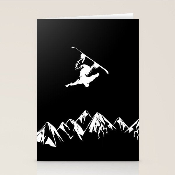 Rocky Mountain Snowboarder Catching Air Stationery Card Gallery Image 1