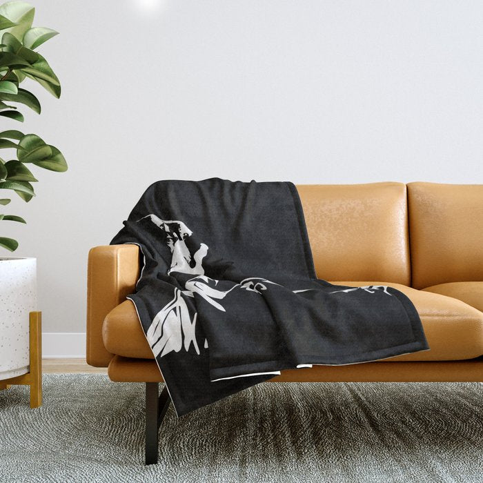 Rocky Mountain Snowboarder Catching Air Throw Blanket Gallery Image 1
