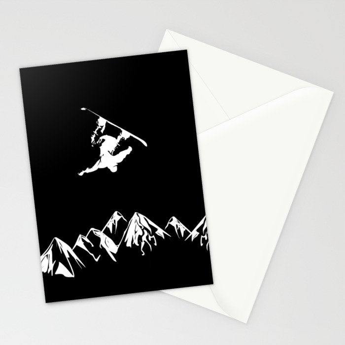 Rocky Mountain Snowboarder Catching Air Stationery Card Gallery Image 2