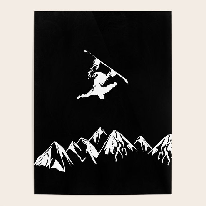 Rocky Mountain Snowboarder Catching Air Poster Gallery Image 1