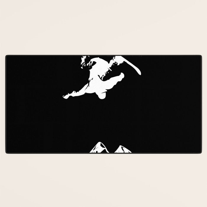 Rocky Mountain Snowboarder Catching Air Desk Mat Gallery Image 3