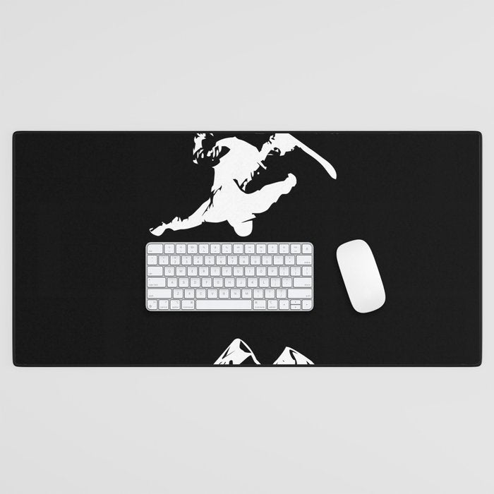 Rocky Mountain Snowboarder Catching Air Desk Mat Gallery Image 1