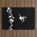 Rocky Mountain Snowboarder Catching Air Outdoor Rug Gallery Image 1