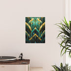 Gatsby Inspired Dark Green Gold Art Deco Pattern Poster Gallery Image 2