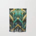 Gatsby Inspired Dark Green Gold Art Deco Pattern Wall Hanging Gallery Image 1