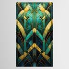 Gatsby Inspired Dark Green Gold Art Deco Pattern Tablecloth Gallery Image 2
