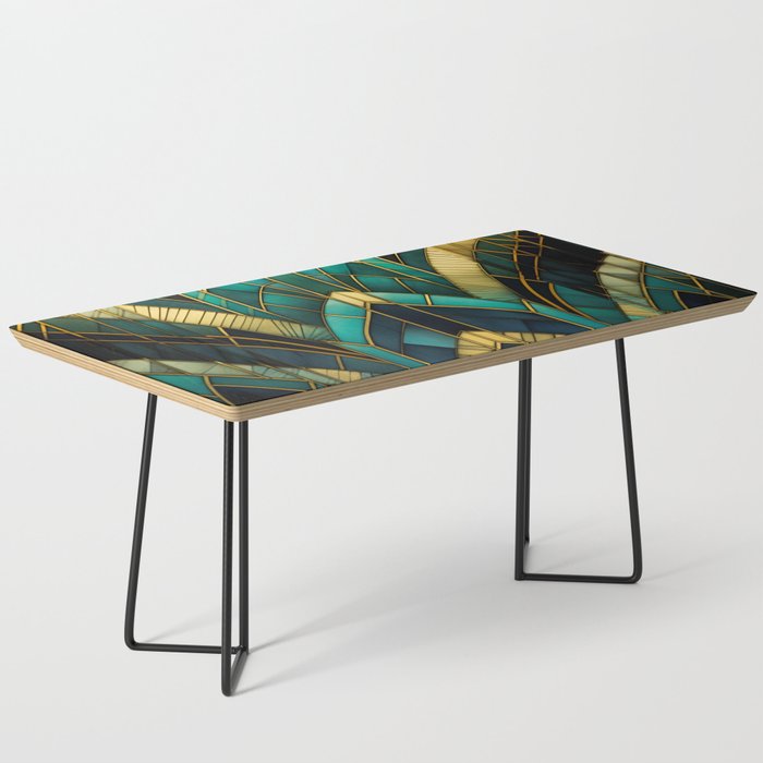Gatsby Inspired Dark Green Gold Art Deco Pattern Coffee Table Gallery Image 1