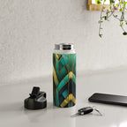 Gatsby Inspired Dark Green Gold Art Deco Pattern Water Bottle Gallery Image 4