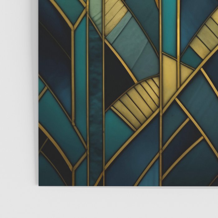 Gatsby Inspired Dark Green Gold Art Deco Pattern Poster Gallery Image 3