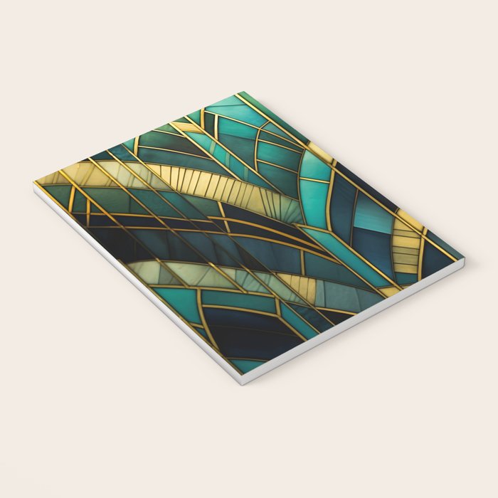 Gatsby Inspired Dark Green Gold Art Deco Pattern Notebook Gallery Image 3