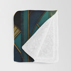 Gatsby Inspired Dark Green Gold Art Deco Pattern Throw Blanket Gallery Image 3