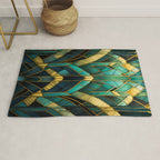 Gatsby Inspired Dark Green Gold Art Deco Pattern Rug Gallery Image 1