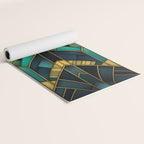 Gatsby Inspired Dark Green Gold Art Deco Pattern Yoga Mat Gallery Image 2