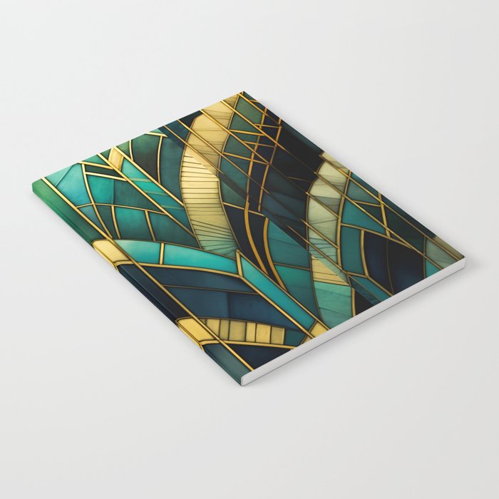 Gatsby Inspired Dark Green Gold Art Deco Pattern Notebook Gallery Image 2