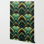Gatsby Inspired Dark Green Gold Art Deco Pattern Wallpaper Gallery Image 2