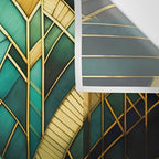 Gatsby Inspired Dark Green Gold Art Deco Pattern Wall Tapestry Gallery Image 3