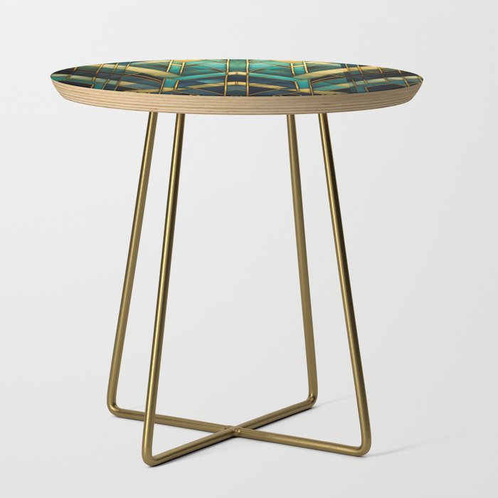 Gatsby Inspired Dark Green Gold Art Deco Pattern Side Table Gallery Image 1
