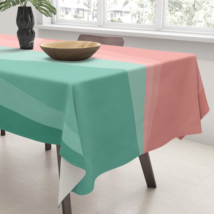 Geometric Triangles VII Pink and Green Tablecloth Gallery Image 3